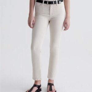 AG Mari Crop High Rose Slim Straight denim in Opal Stone